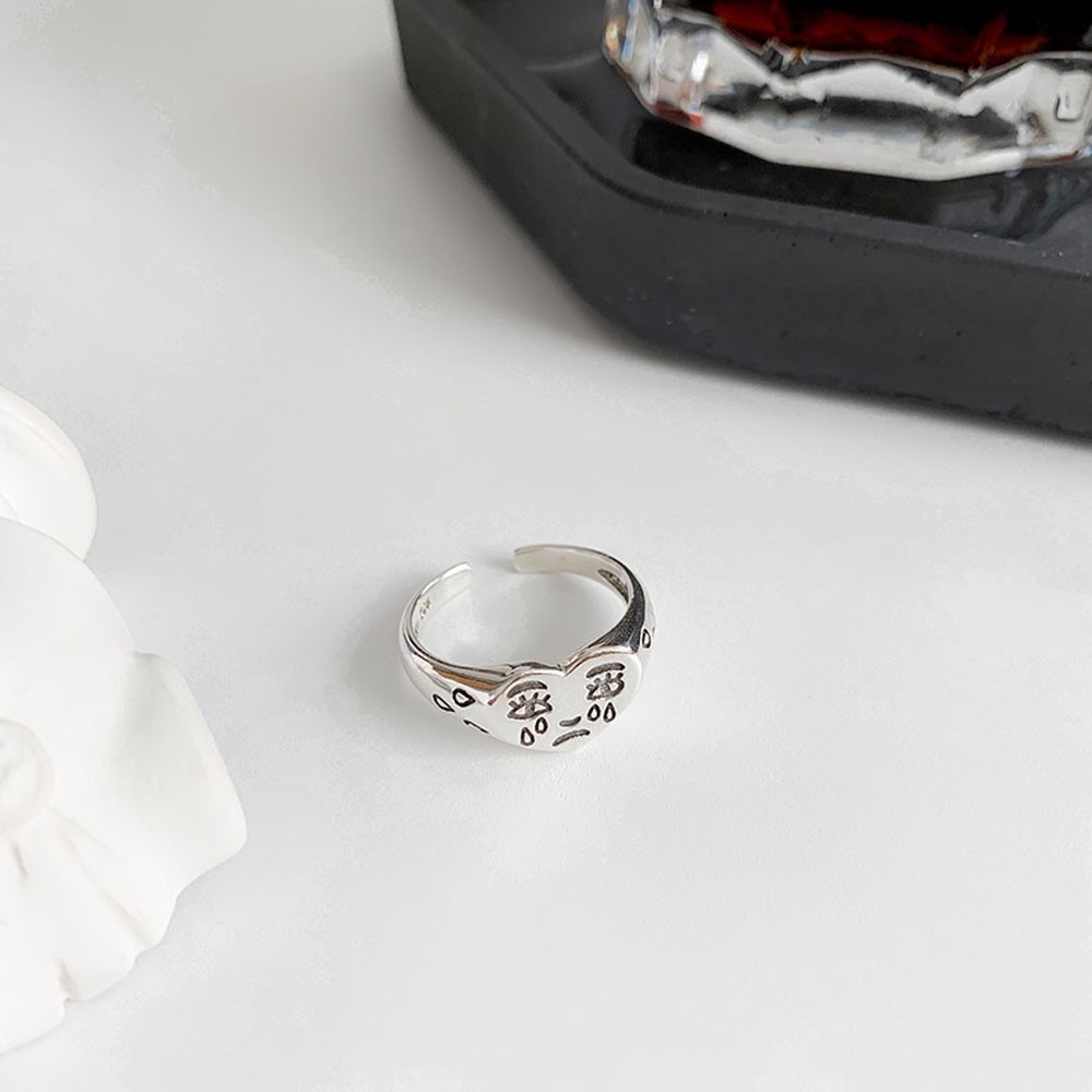 Durable Versatile AHOUR Korean Fashion Accessories Chic Thumb Ring Finger Heart Cry Face Trendy Creative Adjustable W... - Image 5