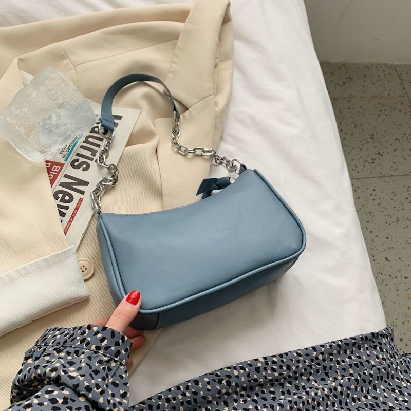 Travel Style French niche high-level sense of armpit baguette female 2021 new trendy wild ins chain shoulder bag Port...