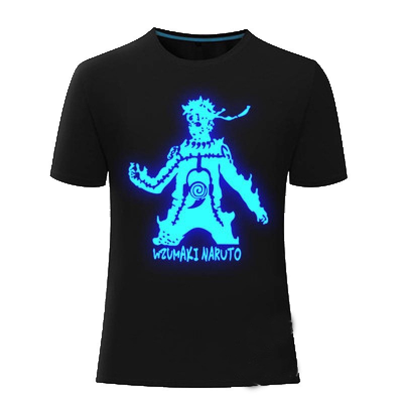 Quality Versatile Naruto Luminous Short-Sleeved T-Shirt Children Write Round Eye Uchiha Sasuke Kakashi Same Style Clo... - Image 4
