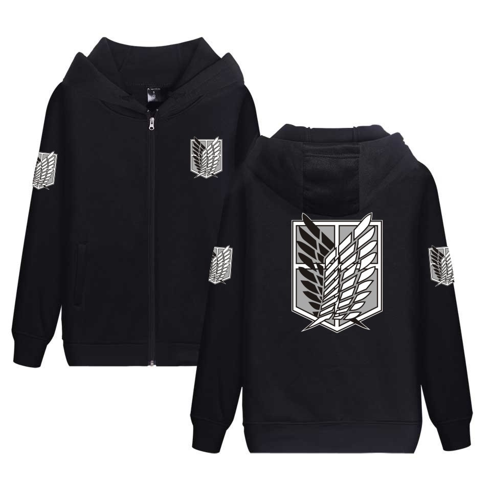 Durable Versatile New Attack Titan Hoodie Jacket Anime Black Gold Survey Legion Unisex Zip Casual - Image 2