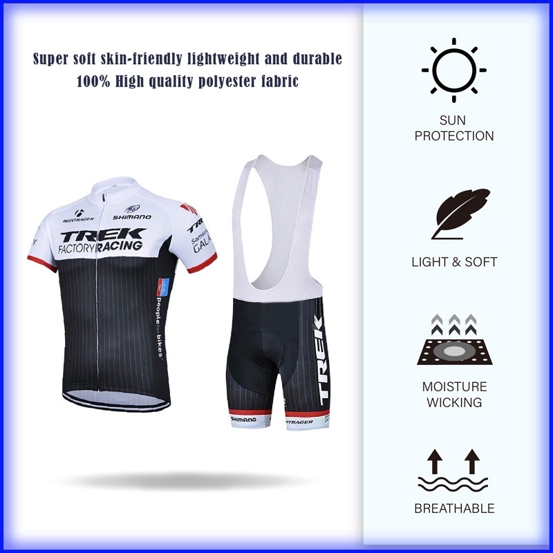 Quality Durable 【】Trek Men's Cycling Set Breathable Short Sleeve Mountain Bike Jersey Road Bicycle Pants Tops Sal... - Image 3