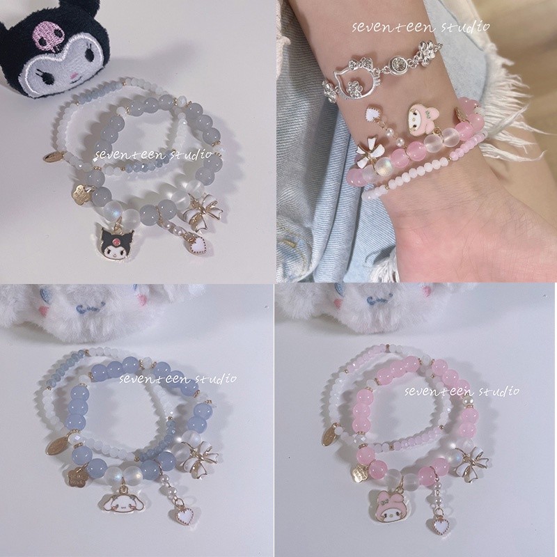 Multi Durable Kawaii Sanrio Cinnamoroll Kuromi Mymelody Small Fresh Crystal Student Girlfriend Bracelet Girls Toys Re... - Image 4