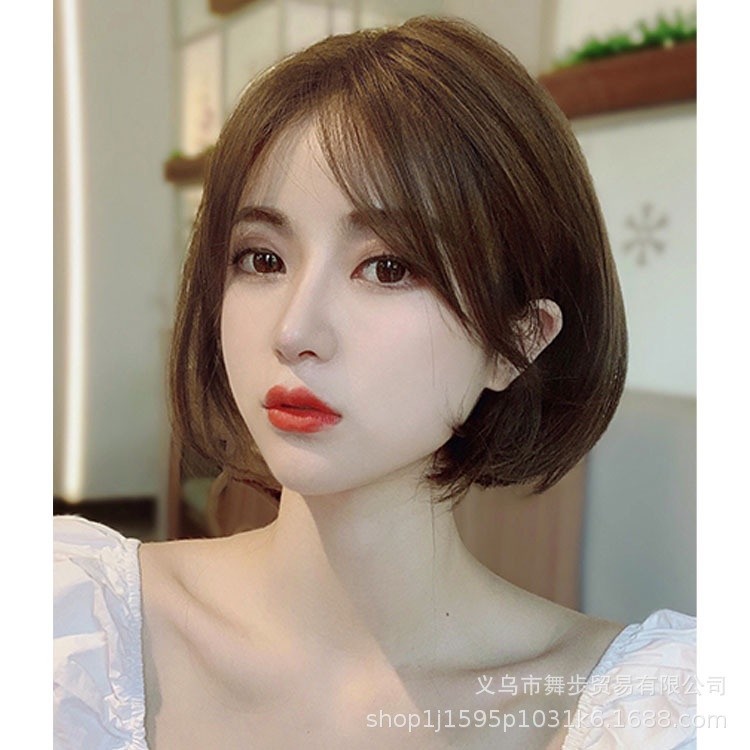 Essential Multi Wig Female Short Straight Hair Korean Version Natural Lifelike Fluffy bobo Head Inner Buckle High Tem... - Image 3