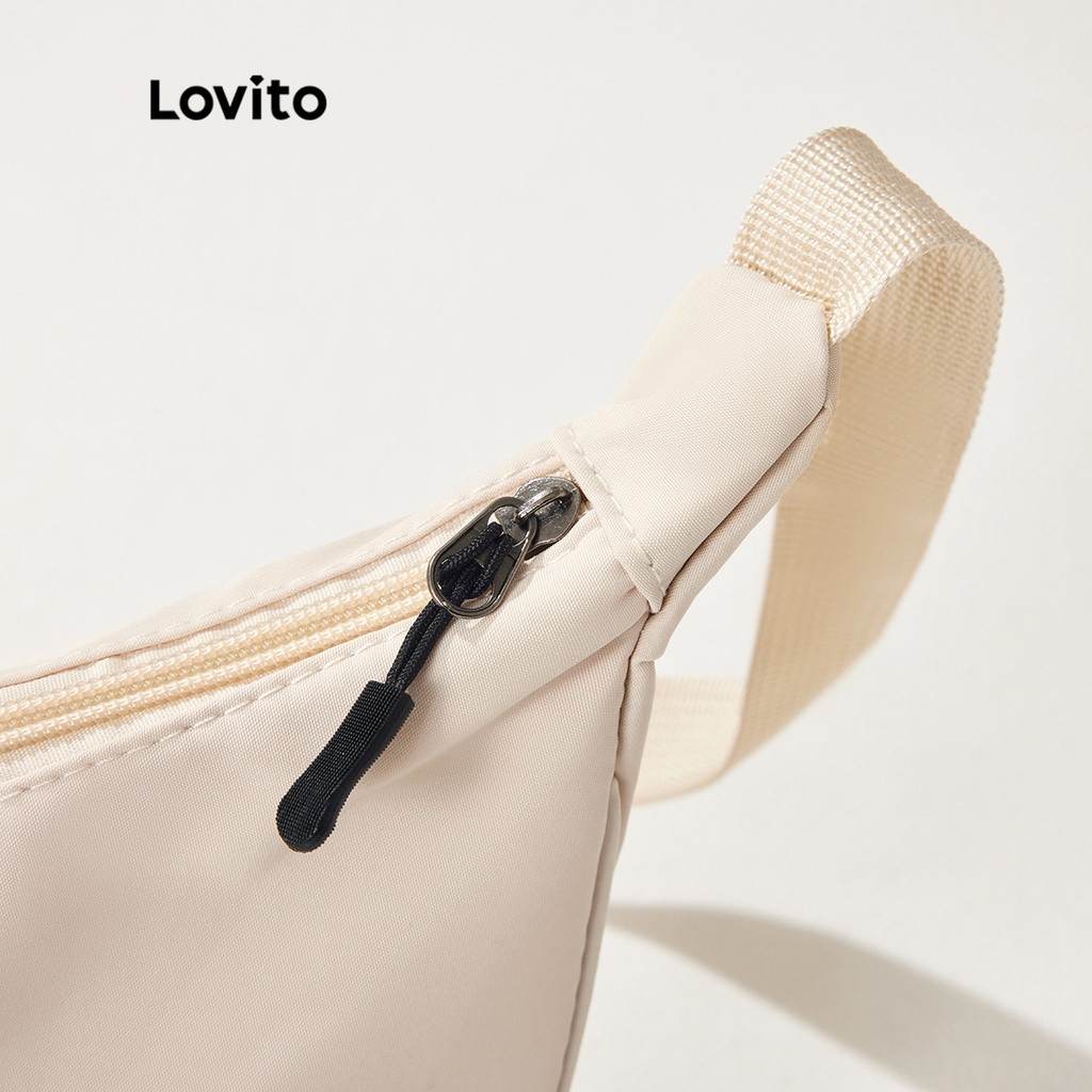 Accessory Travel Lovito Casual Plain Minimalist Hobo Half Moon Shoulder Tote Bag L41BA16 (White/Green/Black) Mini Daily - Image 2