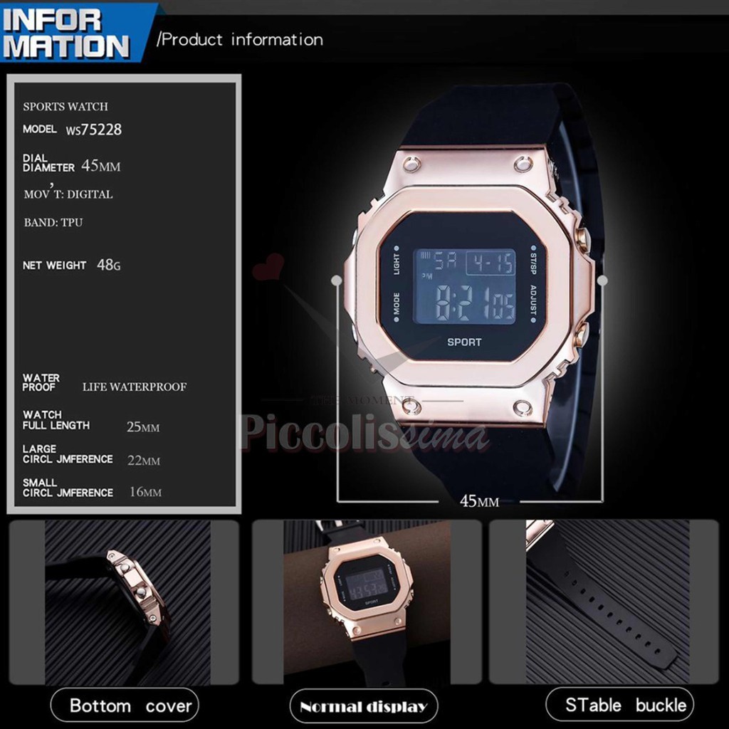 Watch Chronograph Jam Tangan Perempuan Wanita Digital Sports Stainless Women - Image 3
