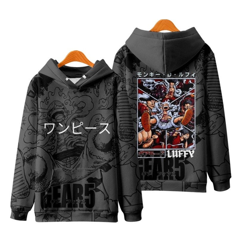 Multi Durable New Anime One Piece Luffy Gear 5 Nika Hoodie Japanese Men's Fashion Women's Loose 3D Printing Sweater U... - Image 2