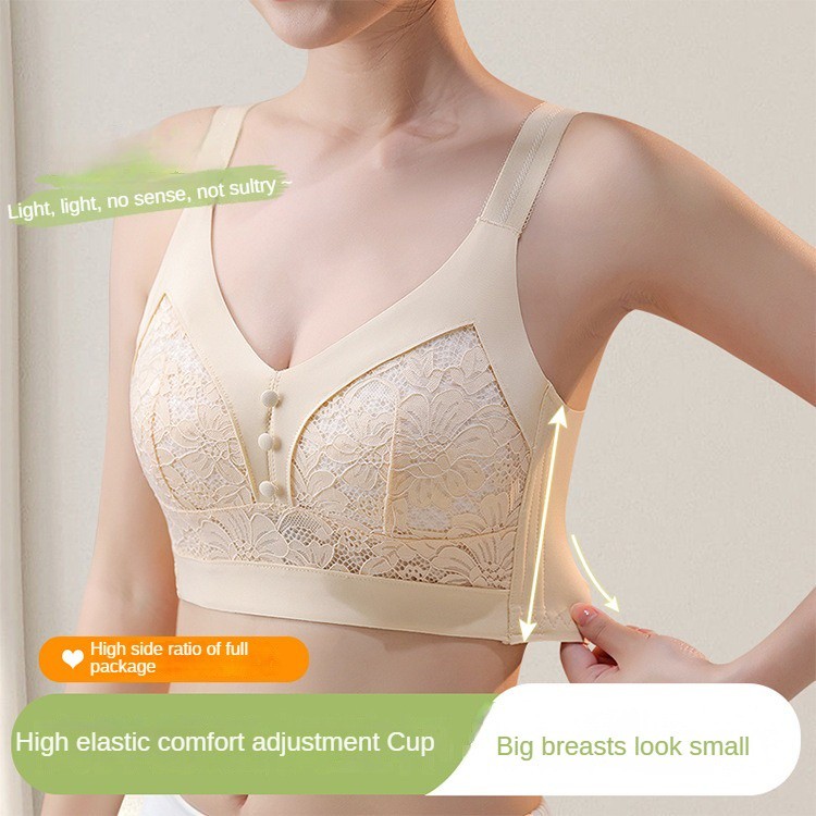 Must Versatile lace bra plus size women wireless adjustable light thin big breasts look small section push-up anti-sa... - Image 3