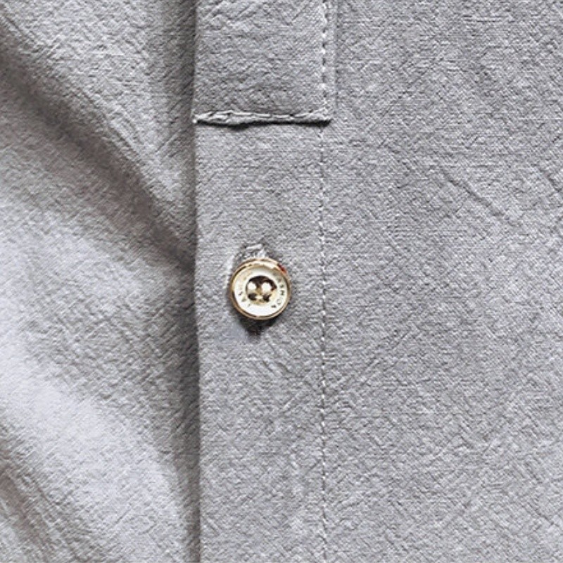 Plain shirt man Men Shirt Linen Cotton Shirt 3/4 Sleeve Baju Kemeja Lelaki Slim Fit Stand Collar Shirt Men