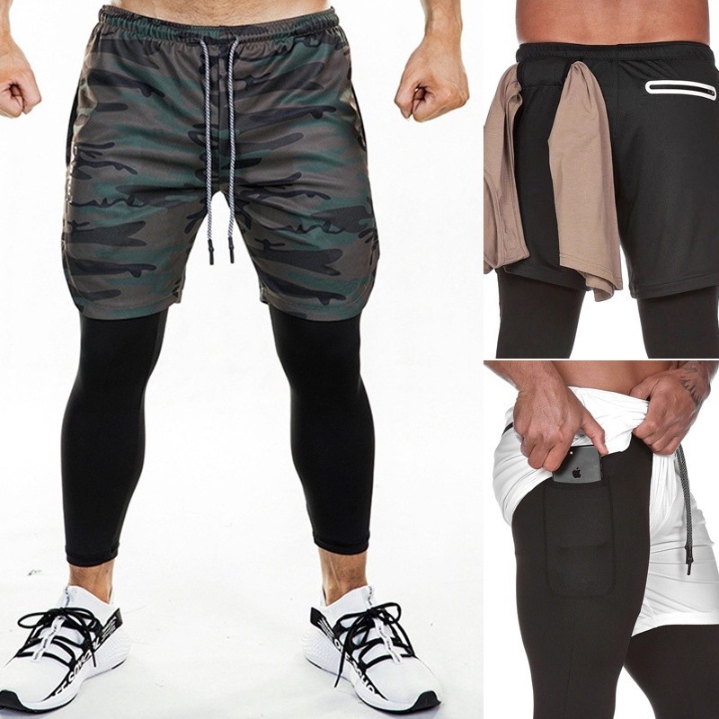 Essential Have Mens Camo Running Shorts 2 1 Sports Men Soccer Workout Jogging Short Pants Quick Dry Sport Fitness Mul... - Image 2