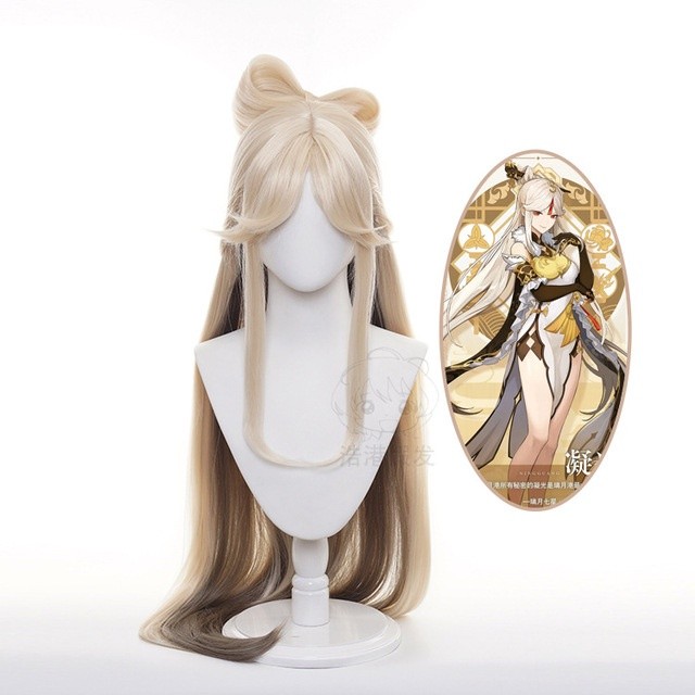 Food Meal 2023 Genshin Impact Ningguang Yelan Pizza Hut Cosplay Wig Anime Game Clothes Full Set Hallow - Image 2