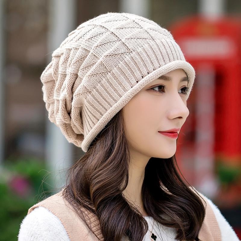 Durable Must @le pile cap hat knitting head joker earmuffs baotou cap街头褶皱堆堆帽毛线帽韩版单层针织... - Image 3