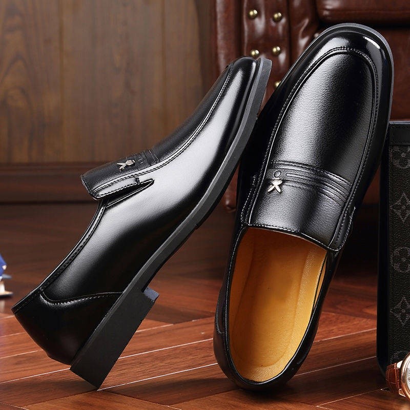 kasut kulit lelaki original kasut kerja lelaki Kasut Kulit Lelaki Soft Spring Dress Lelaki Liar Middle-Aged Soft Bottom