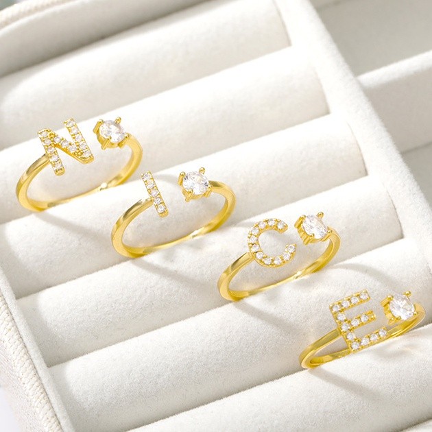 Versatile Have Vnox A-Z Initial Alphabet Knuckle Letter Gold Crystal Rings Purpose - Image 5