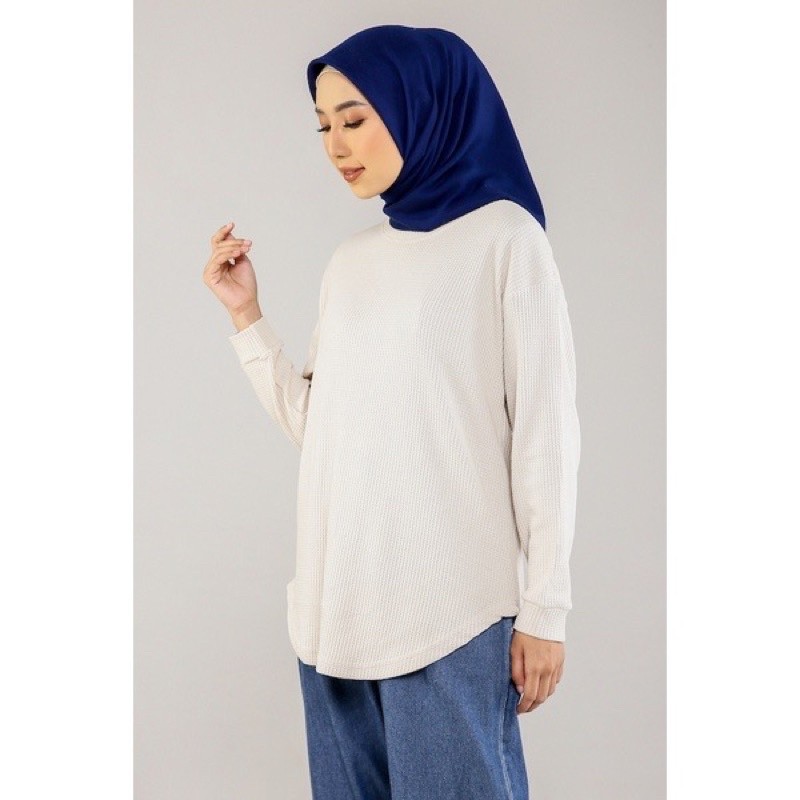 Must Have Premium Female Top Oval Waffle Uniqlo | wafle Plain Shirt Essential Reliable - Image 4