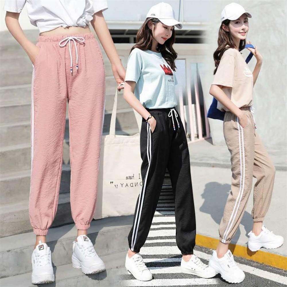 Essential Purpose U 7 C B S Y Women Casual Pants Loose Trousers Striped Side Female Sporting