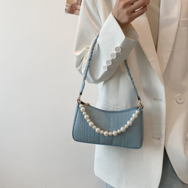 Accessory Casual French retro pearl underarm bag baguette female 2021 new high-end sense of niche design one-shoulder... - Image 3