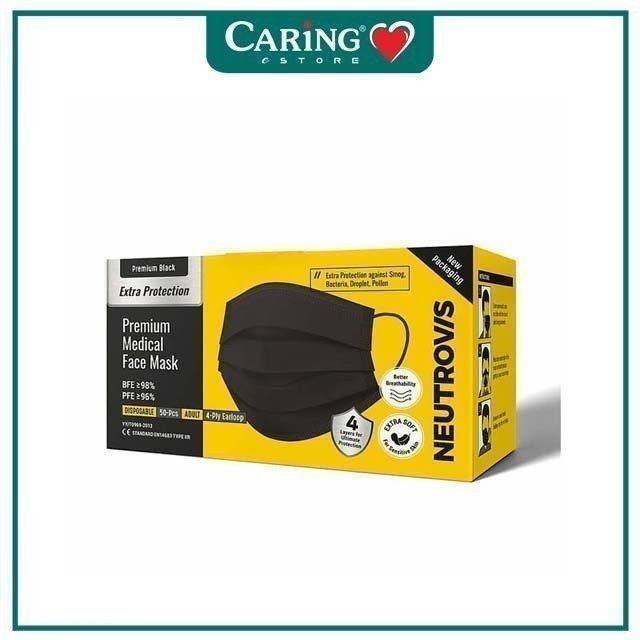 CARING NEUTROVIS ADULT 4 PLY MEDICAL FACE MASK (50S)