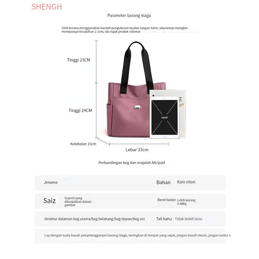 Style Accessory 【Penghantaran hari yang sama】 Ladies Fashion Tote Bag Oxford Cloth Lightweight Canvas Messenger V... - Image 2