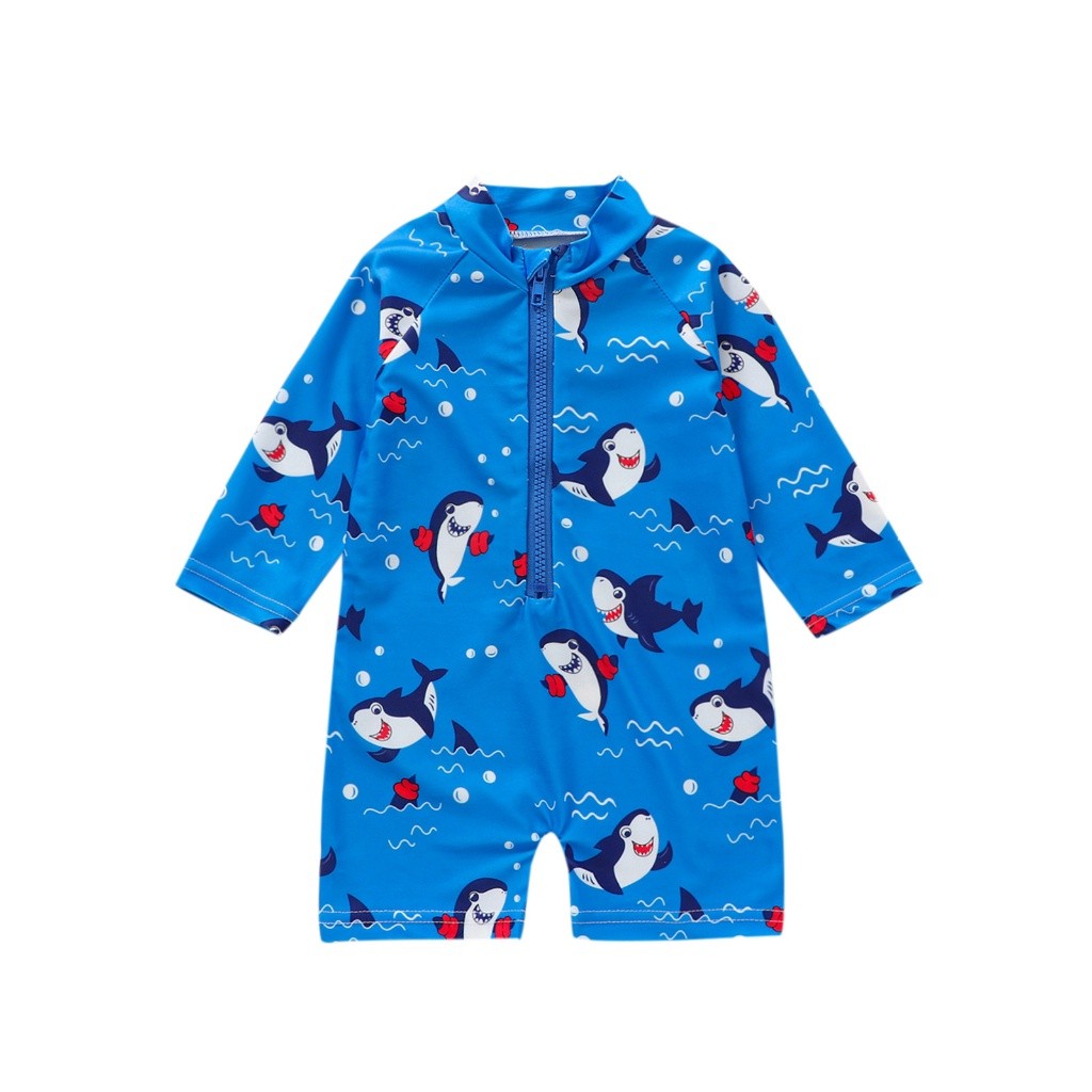 Premium Durable KIDSUP-Baby Boys One-Piece Swimwear Cartoon Animal Patterns Short Sleeve Zipper Beachwear Purpose Qua... - Image 2