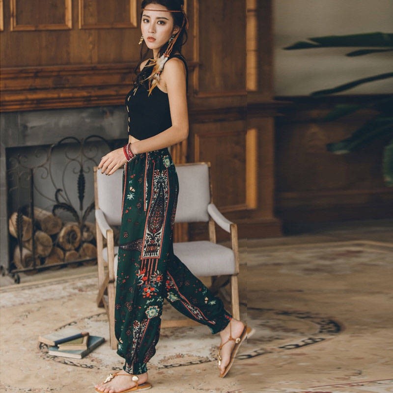 Essential Durable seluar panjang perempuan harun wanita xia posamian pantai etnik gaya tanglung tinggi Versatile - Image 5