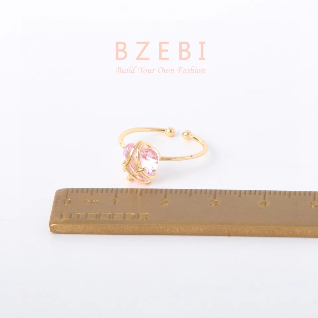 Must Reliable BZEBI Gold Plated Barbie Ring Pink Heart Zircon Adjustable Box 406r-1 Have Durable - Image 5