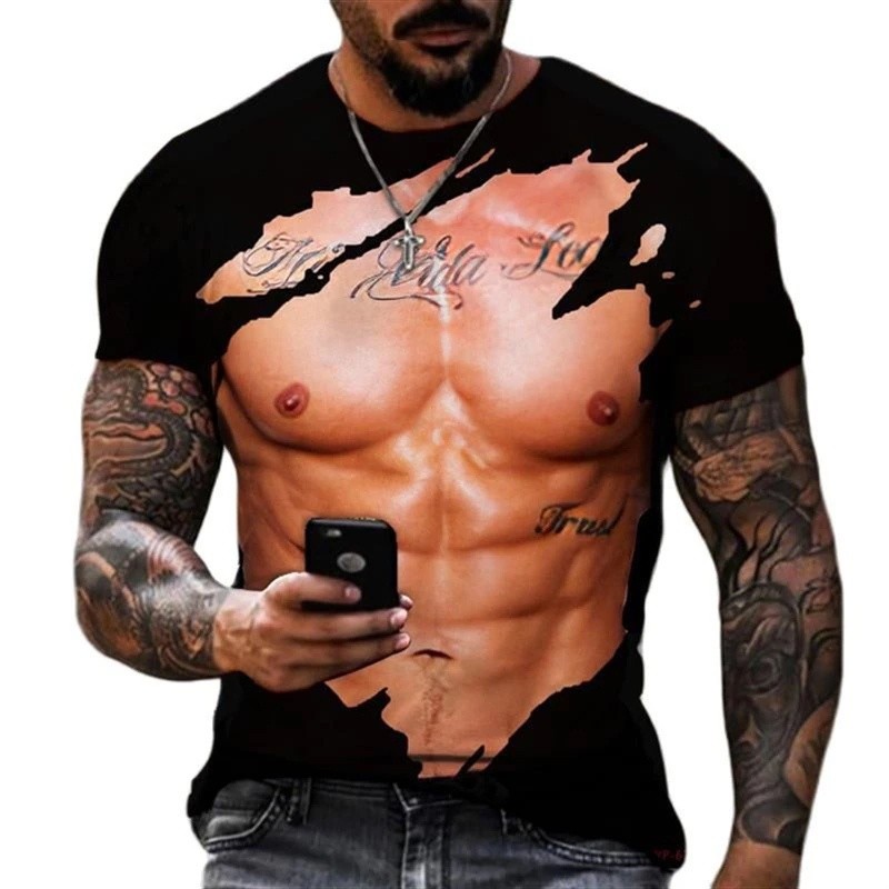 Multi Versatile Interesting 3d Fitness t-Shirt Man Short-Sleeved Street Clothing Cosplay Fake 2023 - Image 4