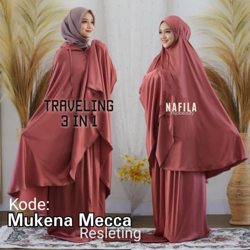 Hijab Must Traveling Mecca Zipper Non Premium Quality Silky Satin Material Nafila - Image 5