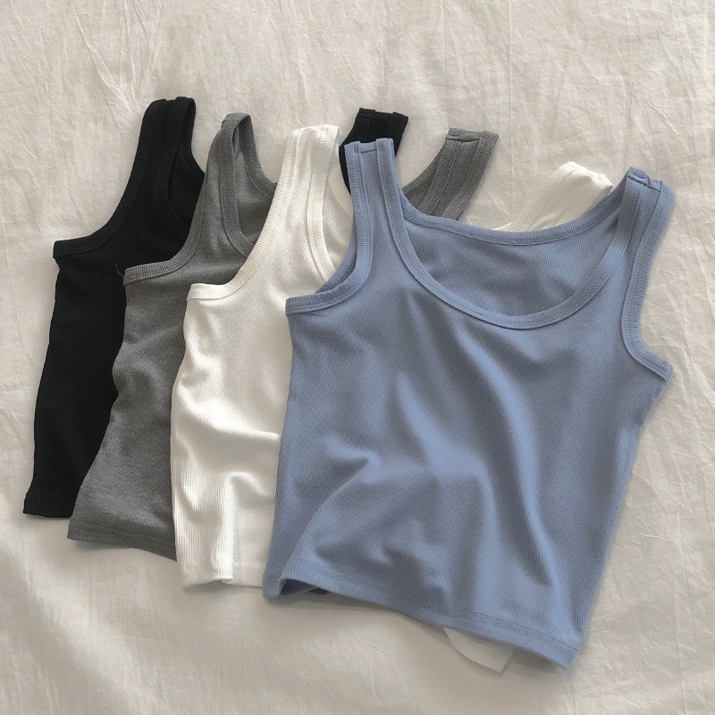 Must Durable Ready Stock Women Solid Color Sleeveless Tops Round Neck Casual Camisole Essential Reliable - Image 5