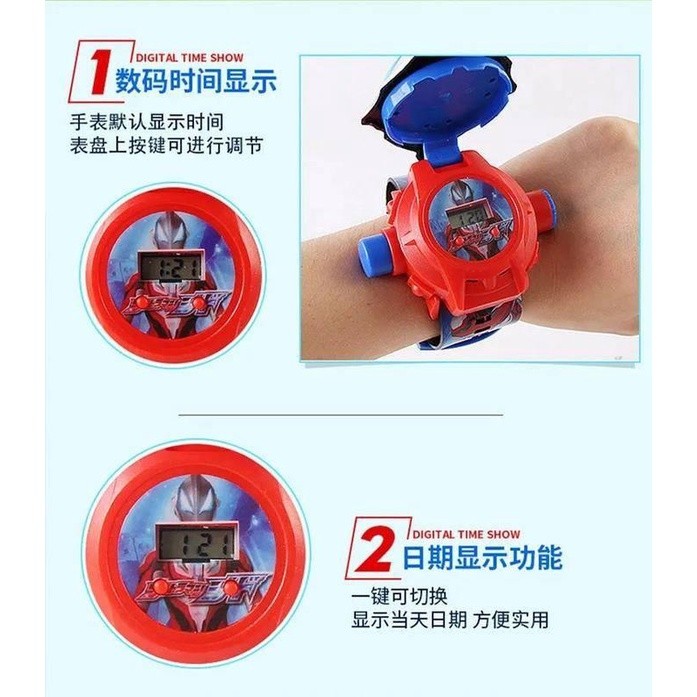 Digital Luxury Children Projection Watch Cartoon Projector Ultraman Batman Hello Kitty Spiderman Watches 24 Images Ki... - Image 3