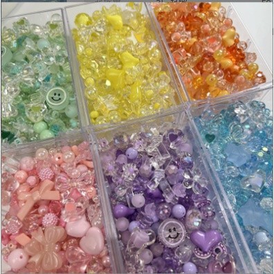 Accessory Travel Acrylic beads handmade DIY mixed material bag jewelry rubber band accessories 20pcs Portable Trendy - Image 4