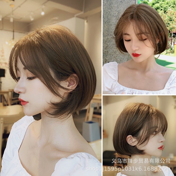 Essential Multi Wig Female Short Straight Hair Korean Version Natural Lifelike Fluffy bobo Head Inner Buckle High Tem... - Image 2