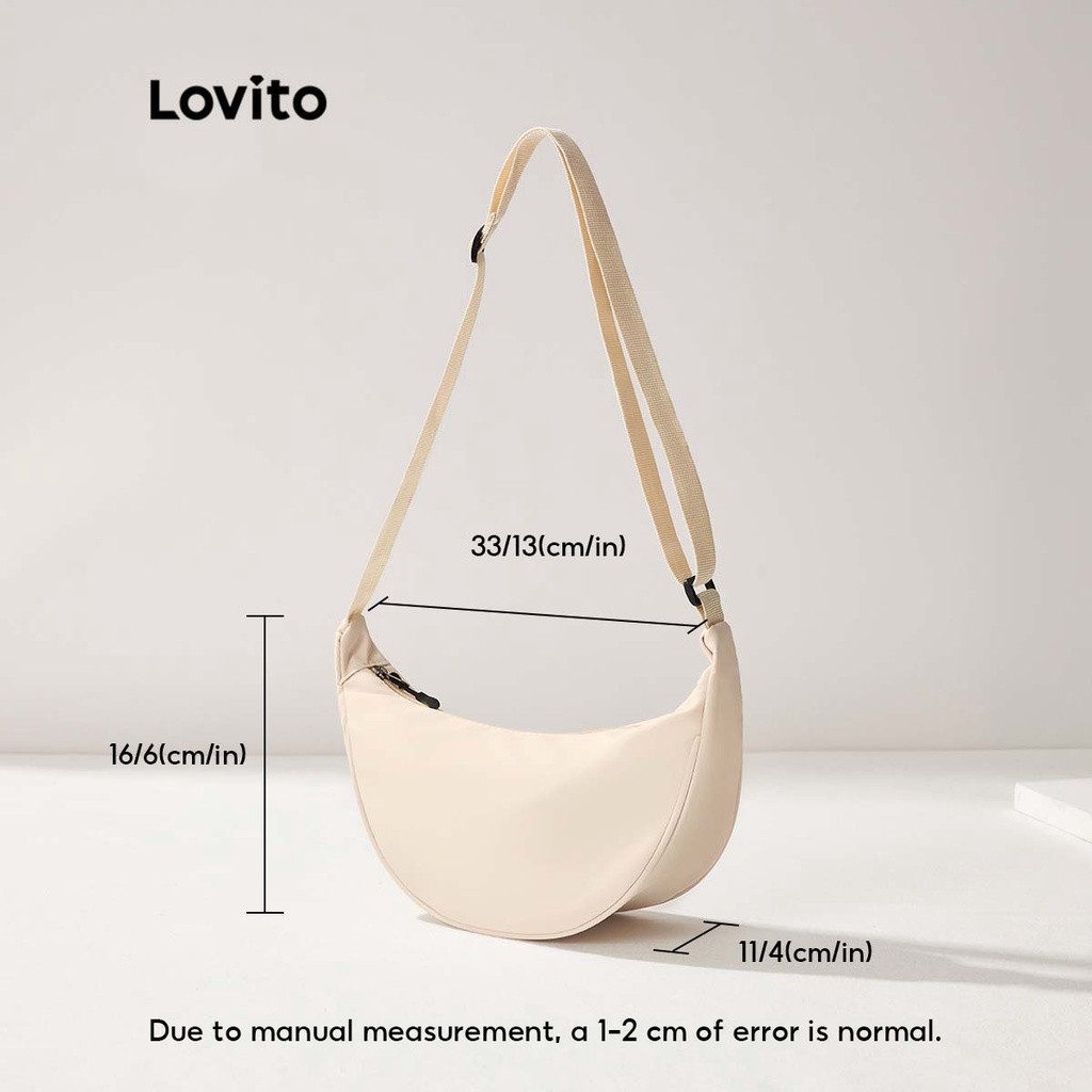 Accessory Travel Lovito Casual Plain Minimalist Hobo Half Moon Shoulder Tote Bag L41BA16 (White/Green/Black) Mini Daily - Image 5