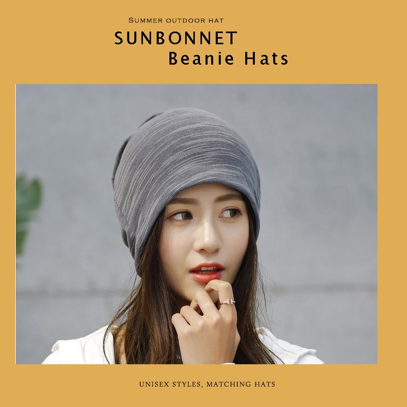 Portable Travel Men's Chic Striped Thin Baggy Slouch Summer Beanie Cap Hat Fashion - Image 5