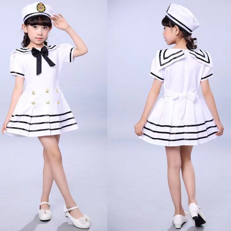 Versatile Have Kids Sailor Uniform White Chorus Clothes Girl Boy Navy Costume Halloween Cosplay Carnival Party Army S... - Image 4