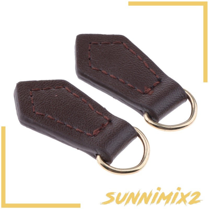 [SunnimixdeMY] 2x Real Leather Zipper Pull Tabs Tags Zip Puller Replacement Handbag Repair