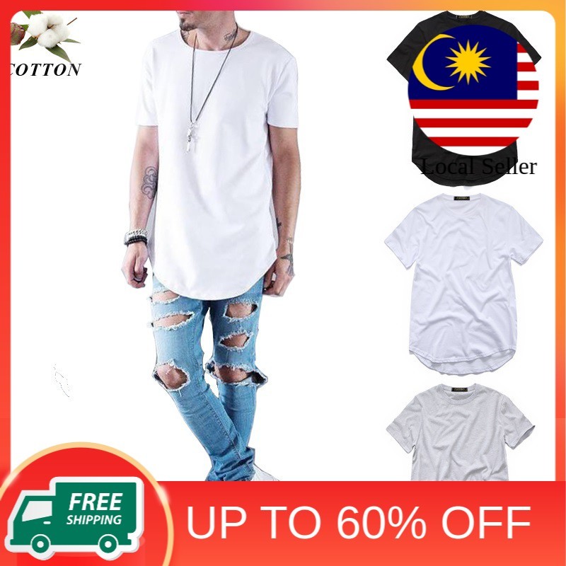 Premium Reliable Elevate Your Street Style: Extended Long Line Cotton Hip Hop T-Shirts Just Like Justin Bieber's Choi...