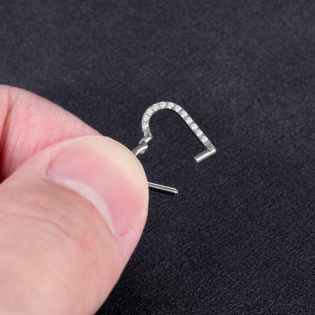 Versatile Reliable 1 PC 8/10mm G23 Titanium Steel Crystal Septum Clicker Droplet Shape Nose Piercing Heart Moon Ring ... - Image 5
