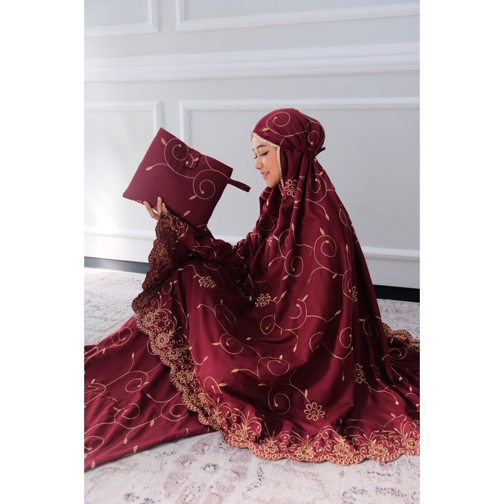 Must Multi Princess Dania Mukena Adult Gracella FULL Embroidery Lotus Flower Super Jumbo Essential - Image 4