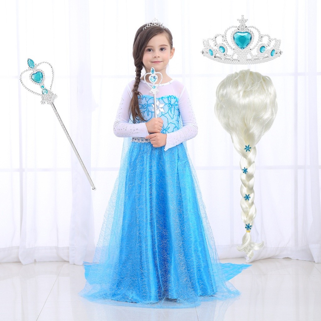 Versatile Multi Elsa Princess Dress Frozen2 Cosplay Costume Kids Birthday Gift Party - Image 2