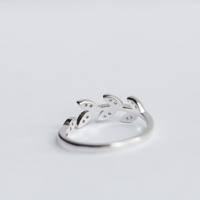  Ring Store Silver tree leaf ring female open tail ring tide joint knuckle index finger ring