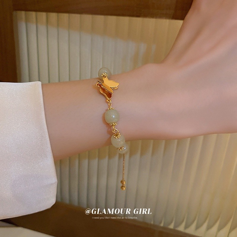 Quality Premium New palace style cat's eye stone butterfly patchwork bracelet fashionable temperament adjustable desi... - Image 3