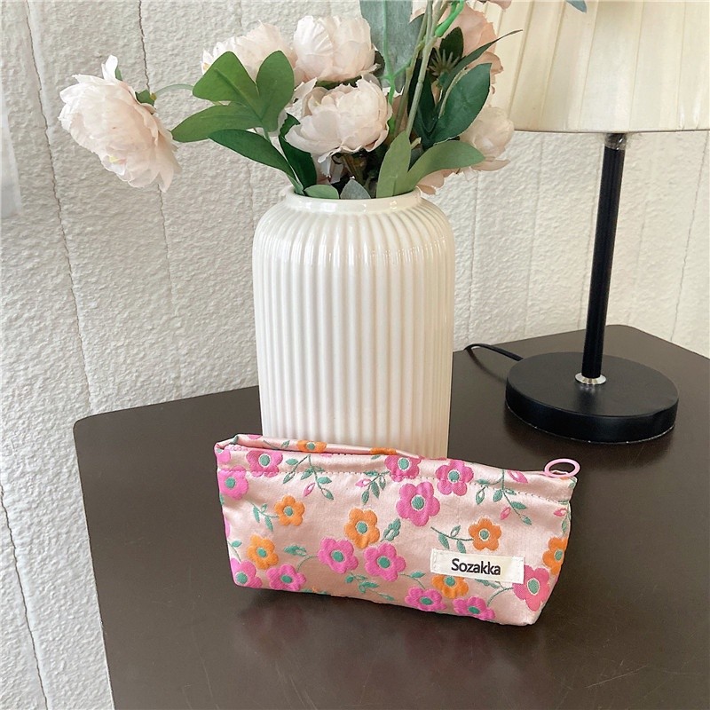 Outdoor Accessory Japanese style simplicity design flowers stationary bag portable canvas storage Daily - Image 3