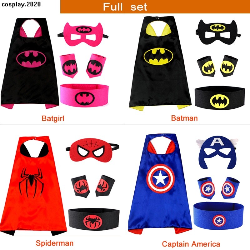 Chronograph Luxury S Superhero Kids Children 70cm Capes Shawl Cloak Costume Set Cosplay Felt Mask Wrist Band Belt Par... - Image 2