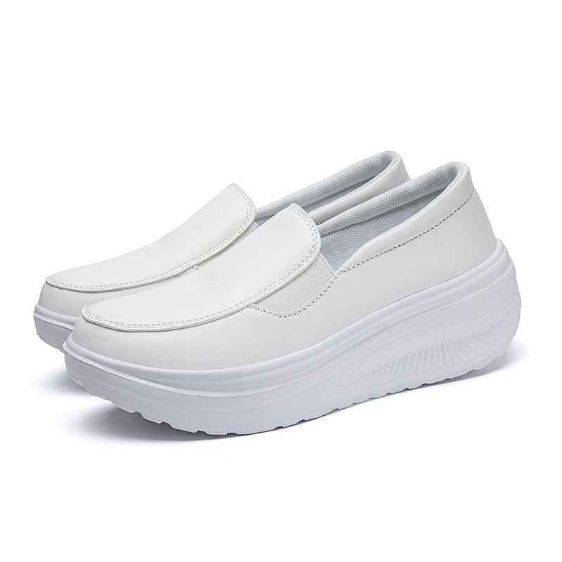 Walking Athletic Kasut Jururawat Ringan Misi Hitam Putih White Nurse Shoes Women's Soft Bottom New Comfortable Wedge ... - Image 5