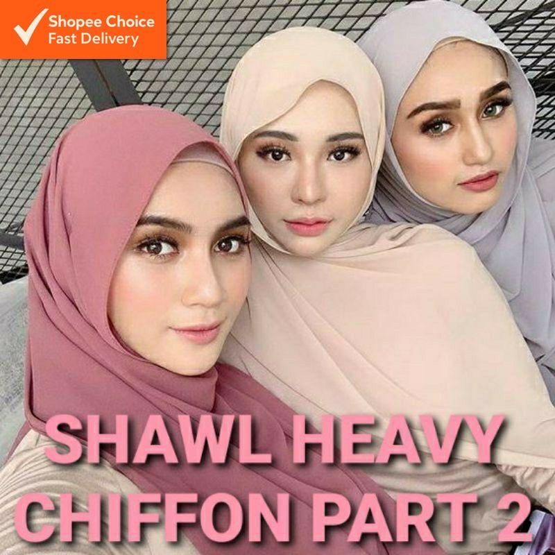 [Local] Premium Heavy Chiffon Shawl – 180cm x 71cm | Lightweight, Breathable & Elegant