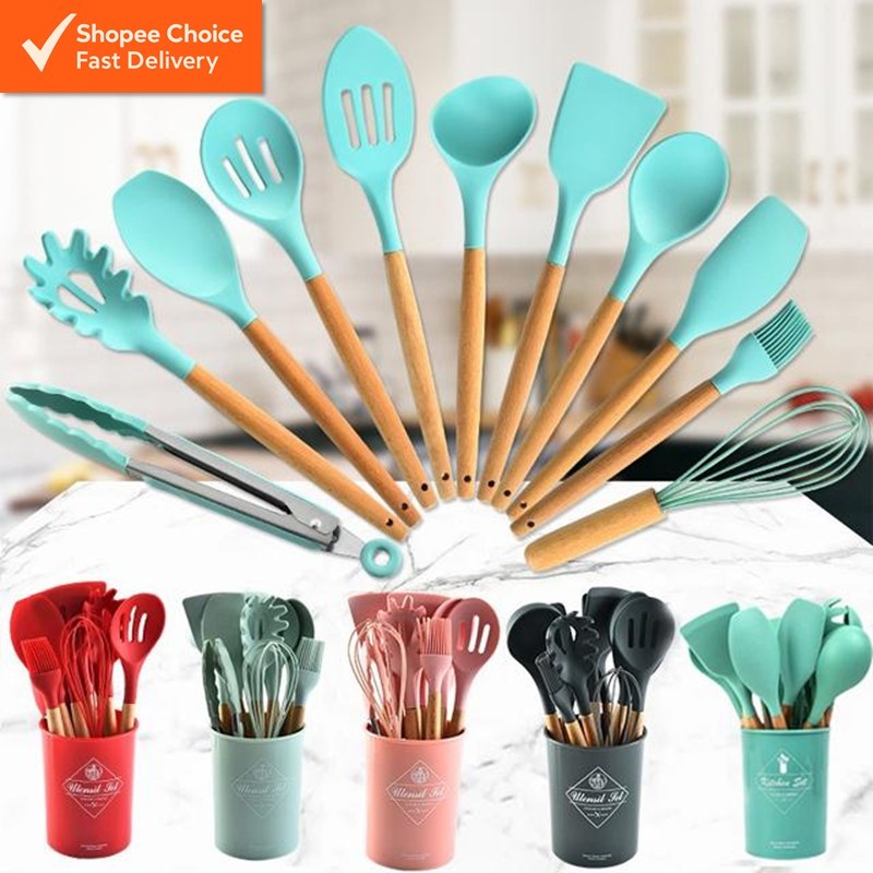 Silicone Cooking Utensil Set (12PCS) – Non-Stick Kitchen Tools Cookware Set
