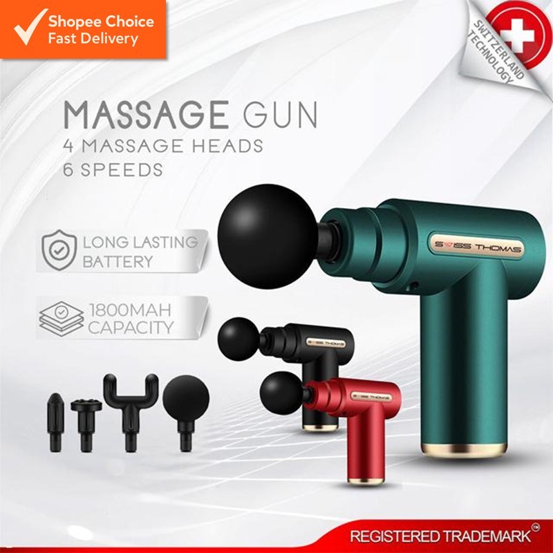 [Shopee Choice] Swiss Thomas Massage Gun Relaxation 4 Massage Head 6 Speeds LED Display