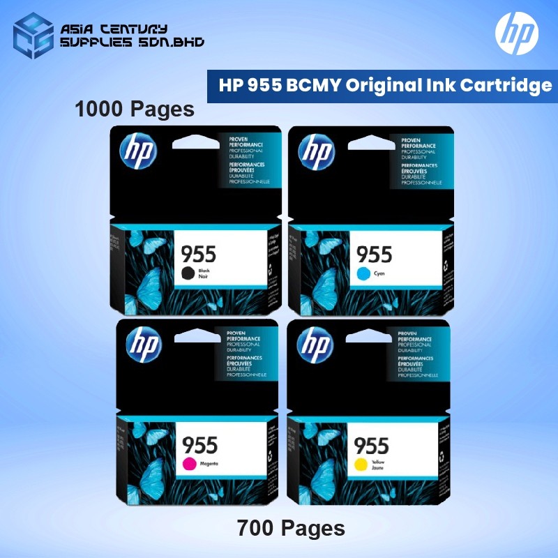 HP 955 /  Original Ink Cartridge ( Black, Cyan, Magenta, Yellow ) HP L0S60AA L0S51AA L0S54AA L0S57AA