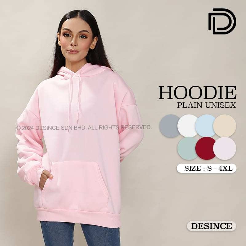 DESINCE Baju Unisex Hoodie Top Shirt Clothing Men Women Grey Black White MT 015