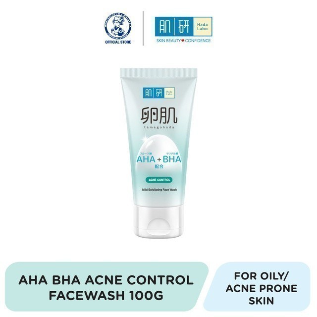 Hada Labo AHA/BHA Face Wash Acne Control Cleanser/Exfoliate/Fight Pimples/Remove Blackhead & Dead Skin Cells 130g